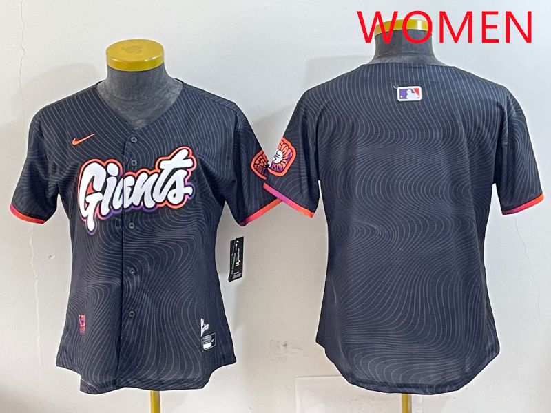 Women San Francisco Giants Blank Black Second generation Joint Name 2025 Nike MLB Jersey style 1